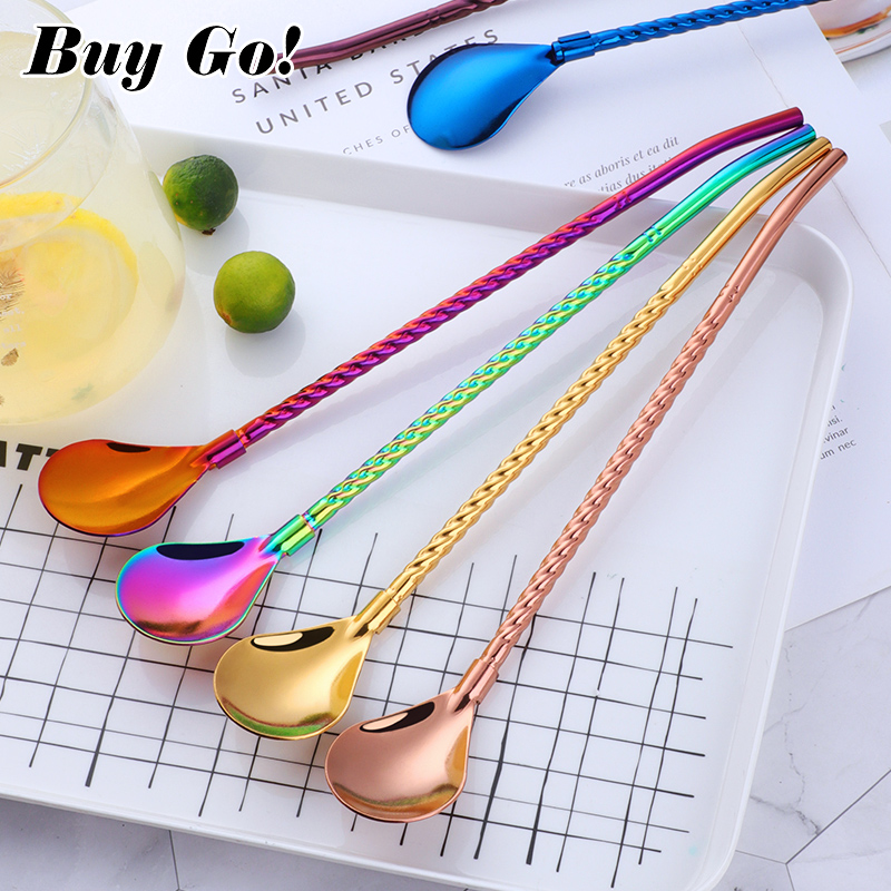 Bar Spoon Twisted - 1PC długa duża skręcona łyżka słomka