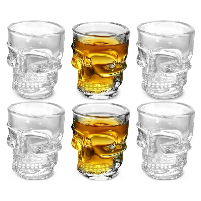 Wine To Beer To Liquor - 1/2Pcs Szklany kubek z czaszką Kreatywny