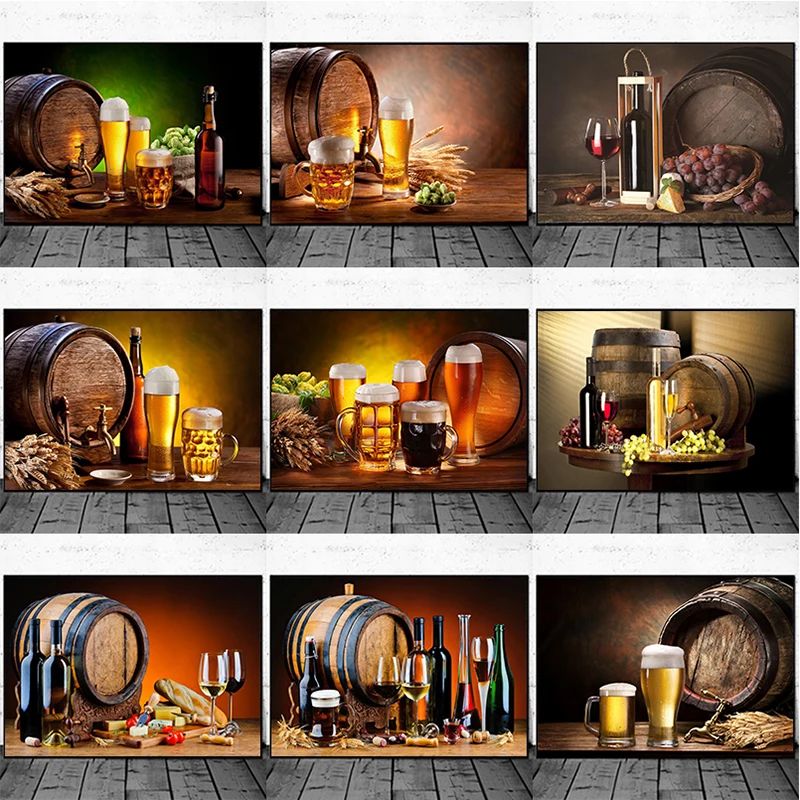 Wine Beer Bottle - Obraz na płótnie z motywem kuchni,