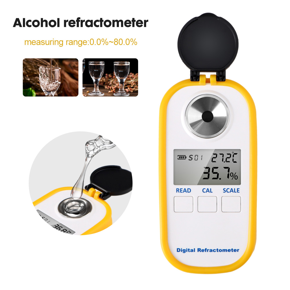 Wine Beer And Spirit - Cyfrowy refraktometr alkoholowy 0-80% wyświetlacz LCD