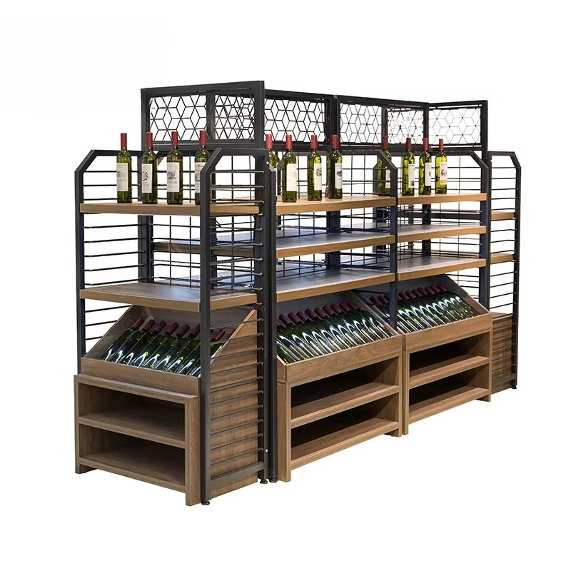 Wine Beer Supermarket - Szafka ekspozycyjna z drewna na wino,